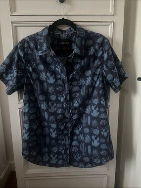 wild fable Navy Blue Short-Sleeve Button-Up Cactus Print Shirt